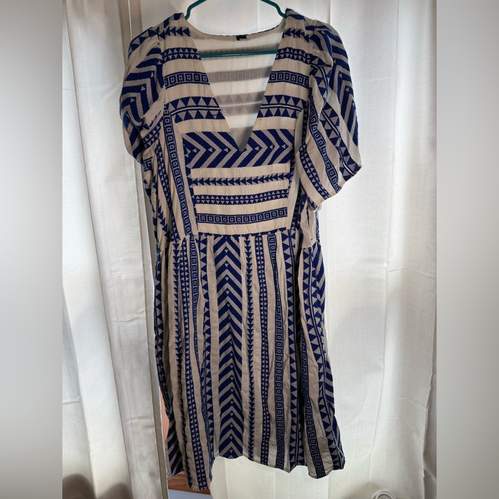 Old Navy Blue White Midi Dress